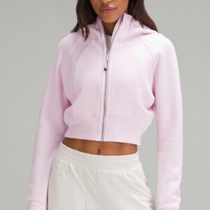 Lululemon scuba full zip cropped hoodie 4 meadowsweet pink